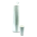 Paper Hot Cups, Double-Walled, 16 oz, White, 25/Pack