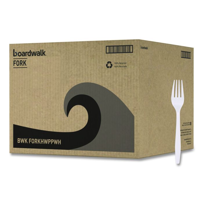 15003957 Heavyweight Polypropylene Cutlery, Fork, Plastic, White, 1,000/Carton - Image 1