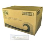 Mediumweight Wrapped Polypropylene Cutlery, Fork, 5.51", Plastic, White, 1,000/Carton