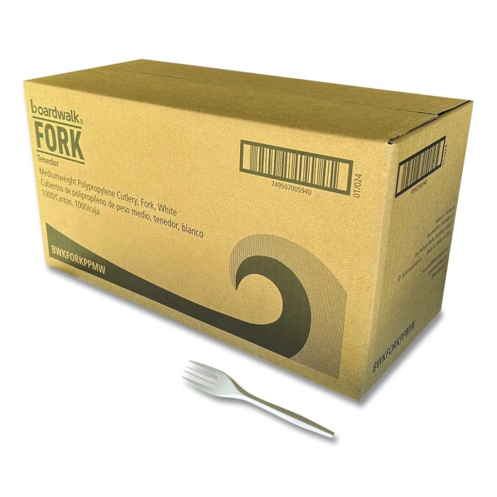 15170184 Mediumweight Polypropylene Cutlery, Fork, 5.51", Plastic, White, 1,000/Carton - Image 1