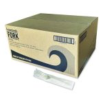 Heavyweight Wrapped Polystyrene Cutlery, Fork, Plastic, White, 1,000/Carton