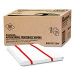 Antimicrobial Foodservice Wipers, 1-Ply, 12 x 21, Red/White, 150/Carton