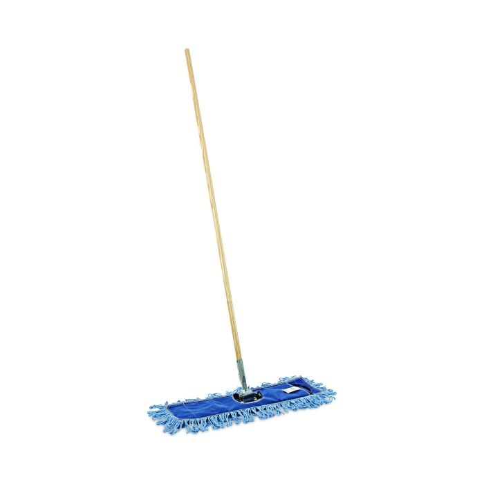 788300 Dry Mopping Kit, 24 X 5 Blue Synthetic Head, 60" Natural Wood/metal Handle - Image 1
