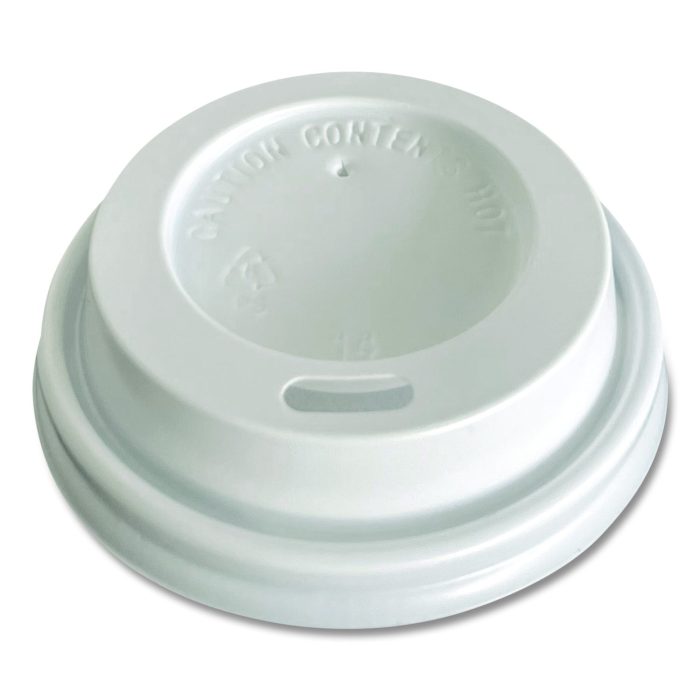 898908 Hot Cup Lids, Fits 4 oz Hot Cups, Plastic, White, 1,000/Carton - Image 1