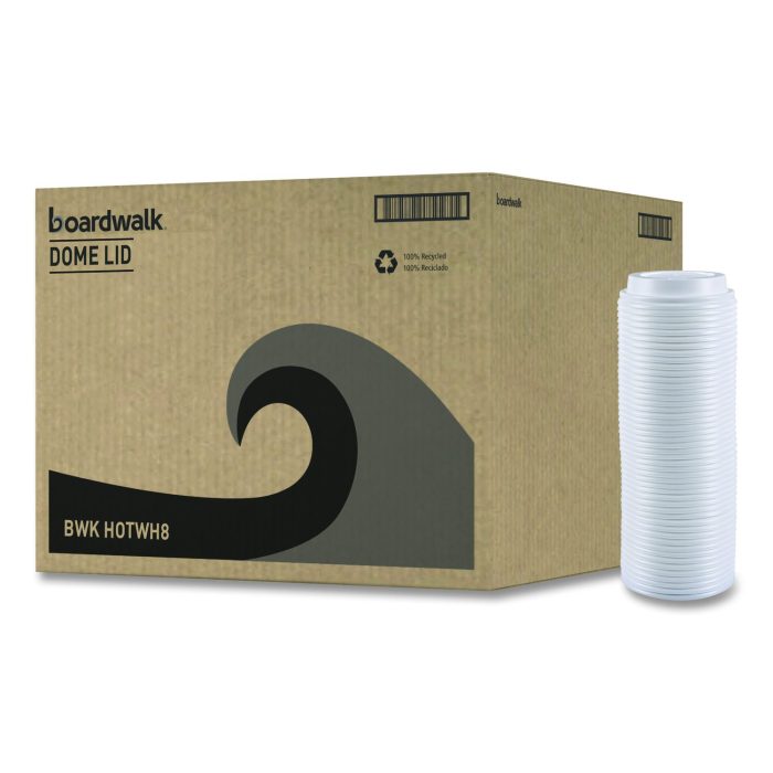 893984 Hot Cup Lids, Fits 8 oz Hot Cups, Plastic, White, 50/Sleeve, 20 Sleeves/Carton - Image 1