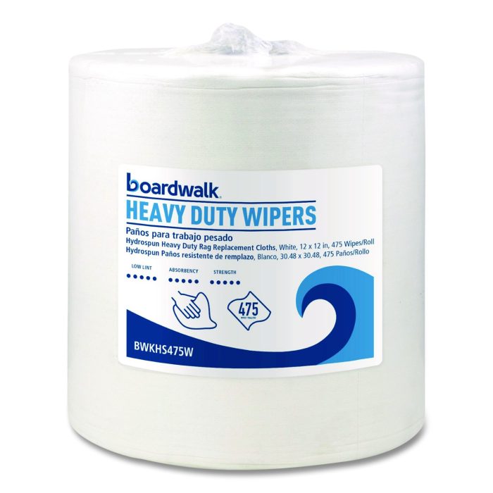 15083288 Hydrospun Wipers, Heavy Duty, 12 x 12, White, 475/Roll - Image 1