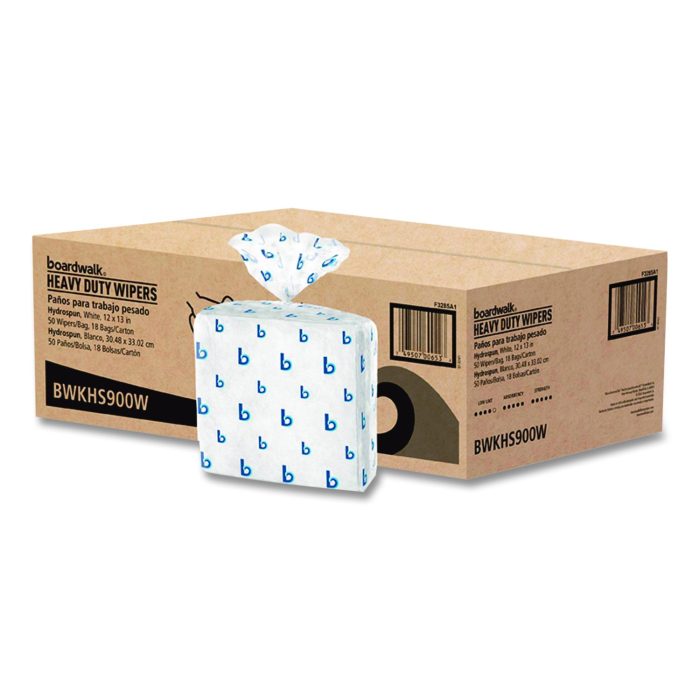 15040959 Hydrospun Wipers, 1-Ply, 12 x 13, White, 50/Bag, 18 Bags/Carton - Image 1