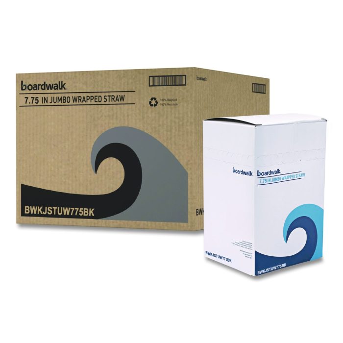 15185328 Jumbo Straws, 7.75", Polypropylene, Black, 250/Pack, 50 Packs/Carton - Image 1