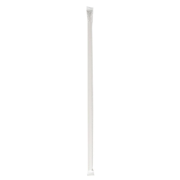 907558 Wrapped Jumbo Straws, 10.25", Polypropylene, Red/White Striped, 500/Pack, 4 Packs/Carton - Image 1