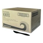 Mediumweight Polypropylene Cutlery, Knife, Plastic, Black, 1,000/Carton