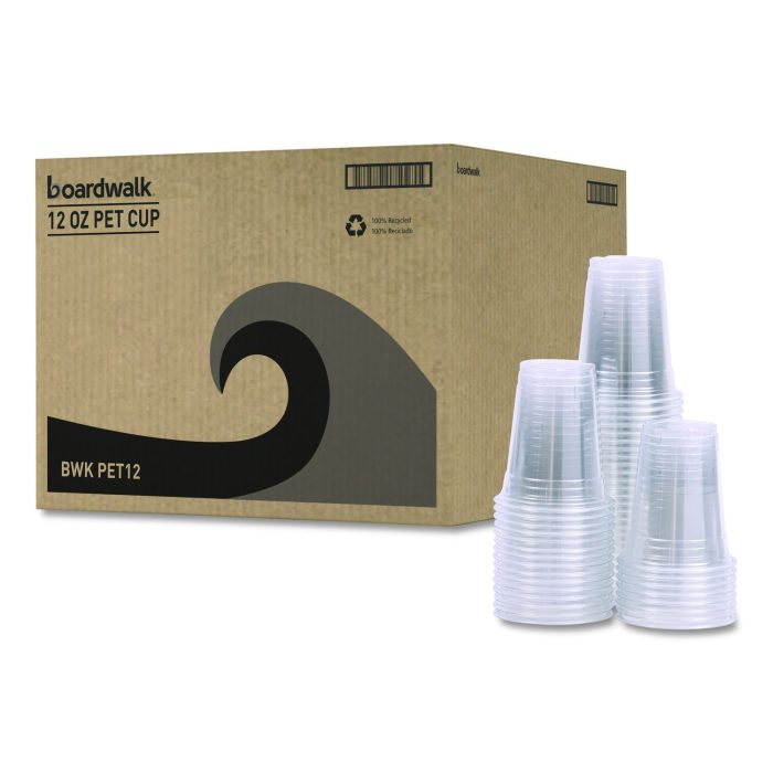 15003909 Clear Plastic PET Cups, 12 oz, 50/Sleeve, 20 Sleeves/Carton - Image 1