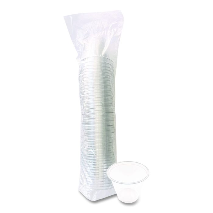 15184870 Clear Plastic PET Cups, 9 oz, 50/Pack - Image 1