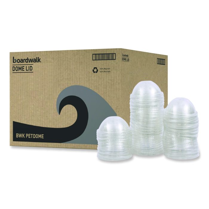 838802 PET Cold Cup Dome Lids, Fits 14 oz to 24 oz Cold Cups, Plastic, Clear, 100/Sleeve, 10 Sleeves/Carton - Image 1