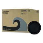Hi-Impact Plastic Dinnerware, Plate, 6" Dia, Black, 1,000/carton