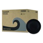 Hi-Impact Plastic Dinnerware, Plate, 9" Dia, Black, 500/carton