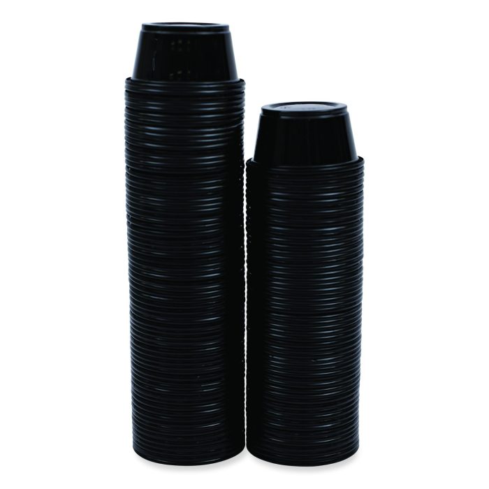 845371 Souffle/Portion Cups, 2 oz, Plastic, Black, 125/Sleeve, 20 Sleeves/Carton - Image 1