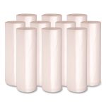 High Density Industrial Can Liners Coreless Rolls, 45 gal, 13 mic, 40" x 48", Natural, Perforated, 25 Bags/Roll, 10 Rolls/CT