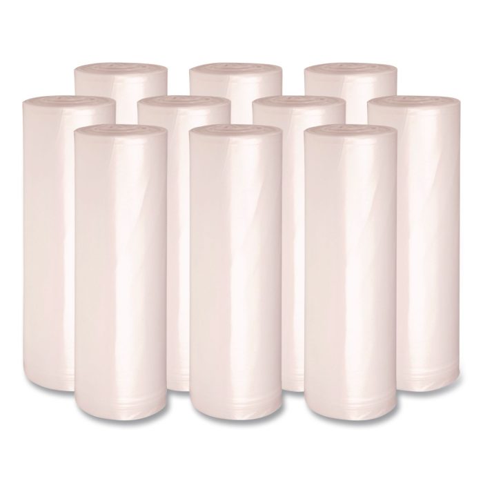 15185725 High Density Industrial Can Liners Coreless Rolls, 45 gal, 13 mic, 40" x 48", Natural, Perforated, 25 Bags/Roll, 10 Rolls/CT - Image 1