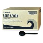 Heavyweight Polypropylene Cutlery, Soup Spoon, Plastic, Black, 1,000/Carton