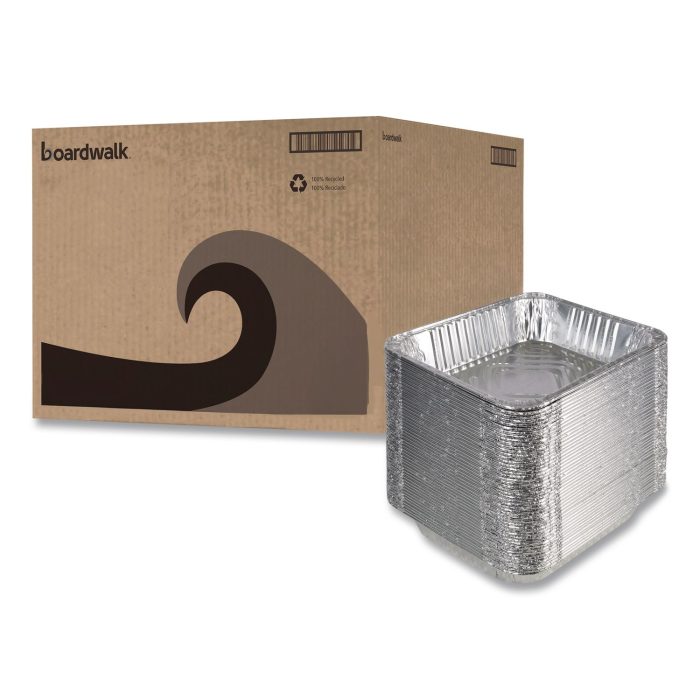 15185985 Aluminum Steam Table Pans, Half-Size Deep, 400 Gauge, 2.56" Deep, 10.38 x 12.75, 100/Carton - Image 1