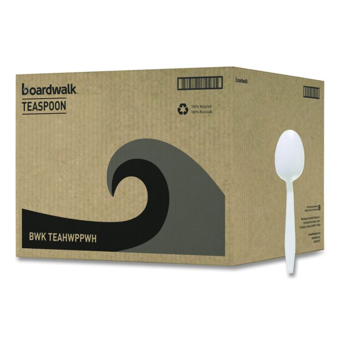 894141 Heavyweight Polypropylene Cutlery, Spoon, Plastic, White, 1,000/Carton - Image 1