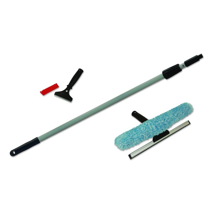 15118107 Window Cleaning Kit, 12" Wide Combo Washer/Squeegee, 8 ft Extension Pole, 4" Wide Scraper with 8" Handle - Image 1
