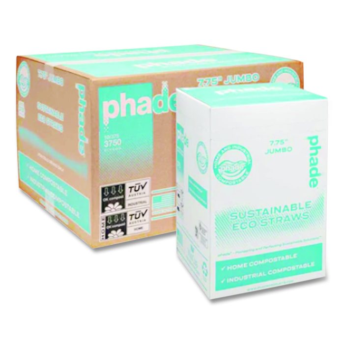 15122873 Marine Biodegradable Straws, 7.75", PHA, Ocean Blue, Wrapped, 375/BX, 10 Boxes/Carton - Image 1