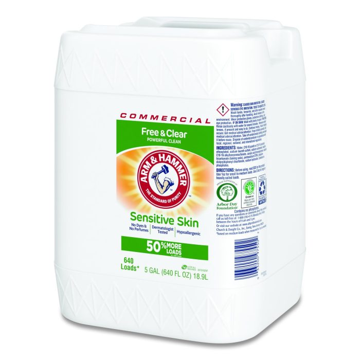 879624 HE Compatible Liquid Detergent, Free and Clear/Unscented, 640 Loads, 5 gal Jug - Image 1