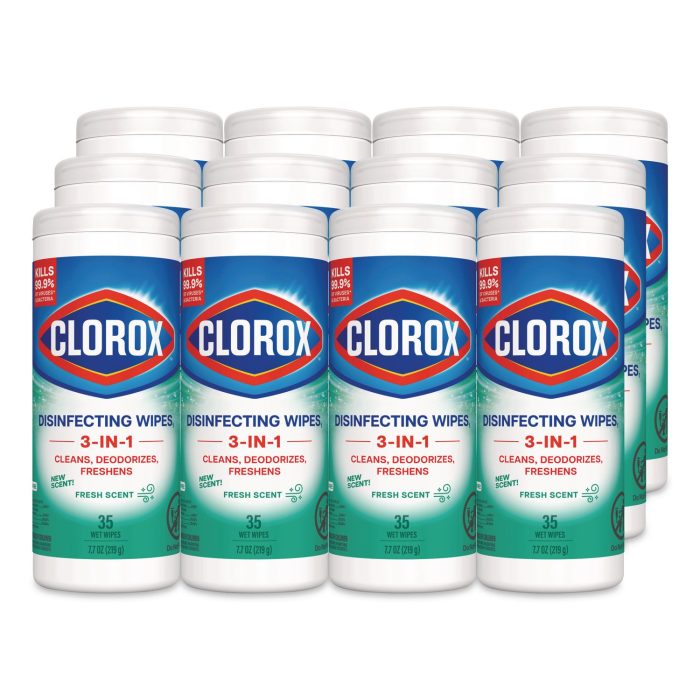 15182703 Disinfecting Wipes, Bleach Free Cleaning Wipes, 1-Ply, 7 x 8, Fresh Scent, White, 35/Canister, 12 Canisters/Carton - Image 1