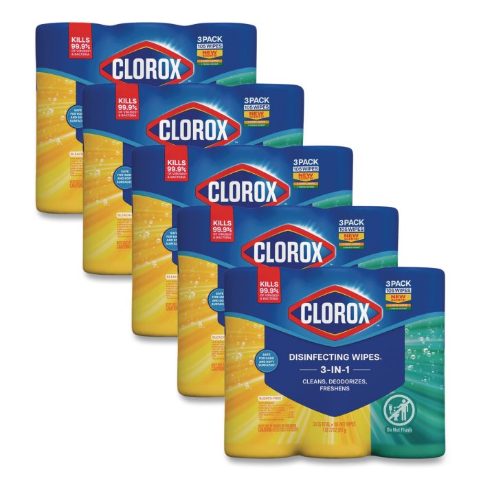 15185460 Disinfecting Wipes, Cleaning Wipes, 1-Ply, 7 x 8, Fresh Scent/Citrus Blend, 35/Canister, 3/Pack, 5 Packs/Carton - Image 1