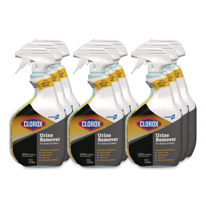 15182861 CloroxPro Urine Remover for Stains and Odors, Clean Floral Scent, 32 oz Spray Bottle, 9/Carton - Image 1