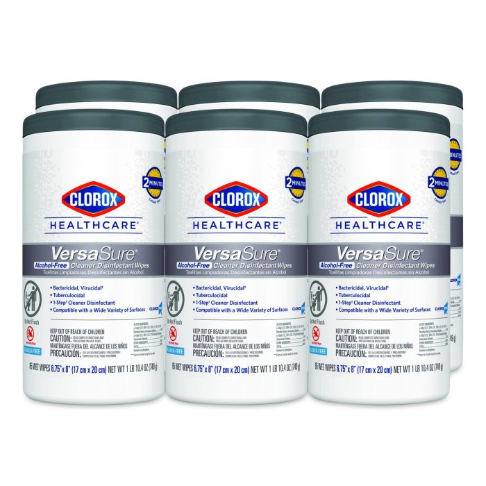15154692 VersaSure Cleaner Disinfectant Wipes, 1-Ply, 6.75 x 8, Fragranced, White, 85/Canister, 6 Canisters/Carton - Image 1