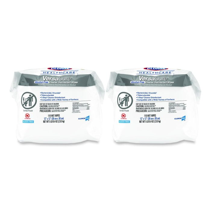 15112137 VersaSure Cleaner Disinfectant Wipes, Refill, 1-Ply, 12 x 12, Fragranced, White, 110/Pouch, 2 Pouches/Carton - Image 1