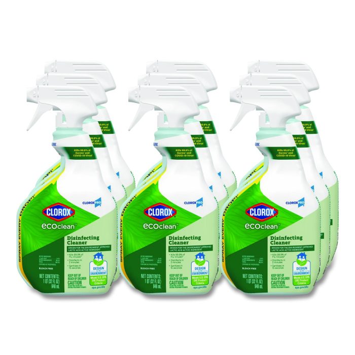 15155051 Clorox Pro EcoClean Disinfecting Cleaner, Unscented, 32 oz Spray Bottle, 9/Carton - Image 1