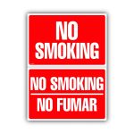 Two-Sided Signs, No Smoking/no Fumar, 8 X 12, Red