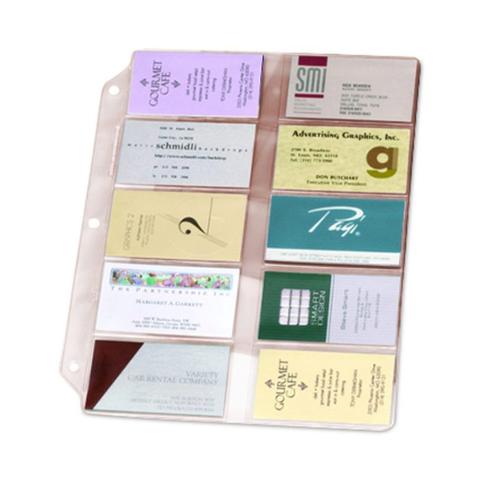 775731 Business Card Refill Pages, For 2 X 3.5 Cards, Clear, 20 Cards/sheet, 10 Sheets/pack - Image 1