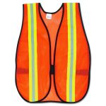 Orange Safety Vest, 2" Reflective Strips, Polyester, Side Straps, One Size Fits All, Bright Orange