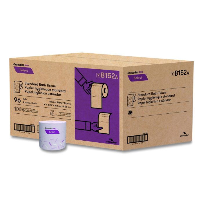 901777 Select Standard Bath Tissue, Septic Safe, 1-Ply, White, 1,000 Sheets/Roll, 96 Rolls/Carton - Image 1