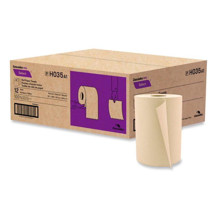 863377 Select Hardwound Roll Towels, 1-Ply, 7.88" X 350 Ft, Natural, 12 Rolls/carton - Image 1