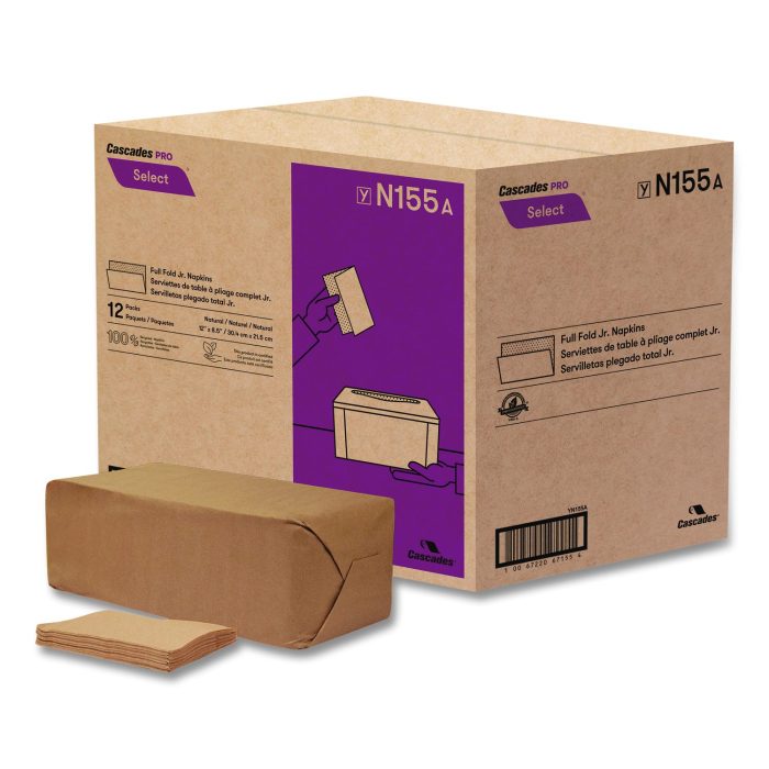 15008096 Select Full Fold II Napkins, 1-Ply, 12 x 8.5, White, 800/Pack, 12 Packs/Carton - Image 1