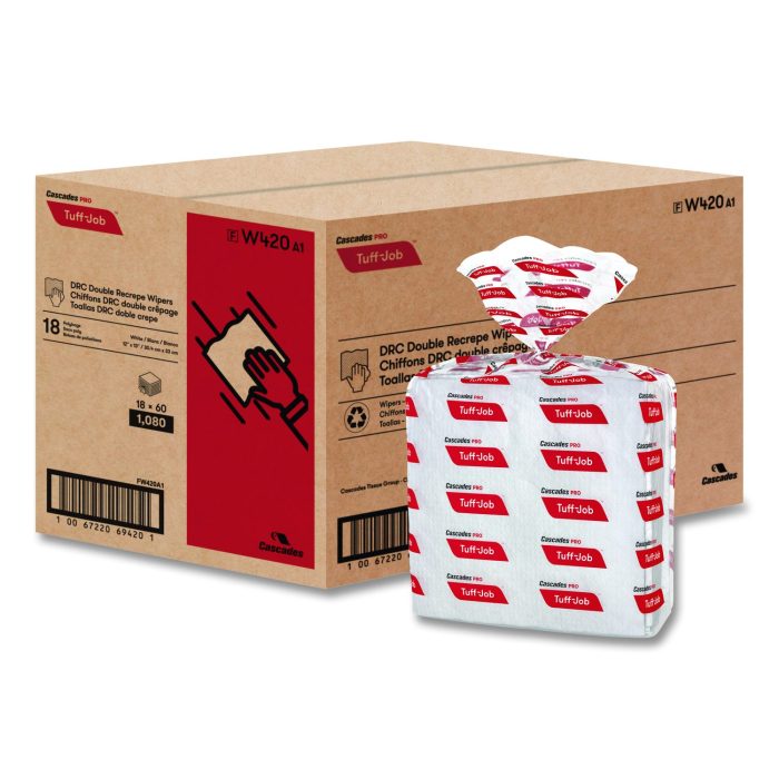 15105631 Tuff-Job S400 Drc Wipers, Medium, 12 X 13, White, 60/pack, 18 Pack/carton - Image 1