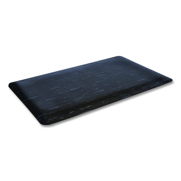 724607 Cushion-Step Marbleized Rubber Mat, Rectangular, Black Smooth Surface, 36" x 72" - Image 1