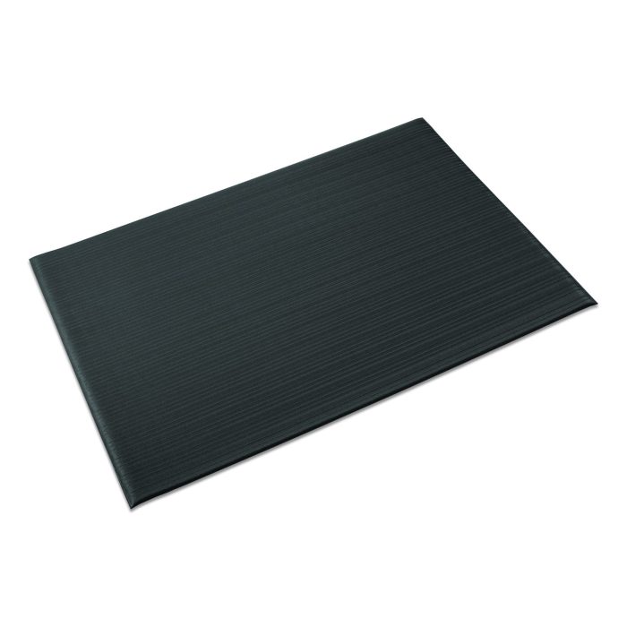 649564 Ribbed Vinyl Anti-Fatigue Mat, Rectangular, Black Ribbed Surface, 24" x 36" - Image 1