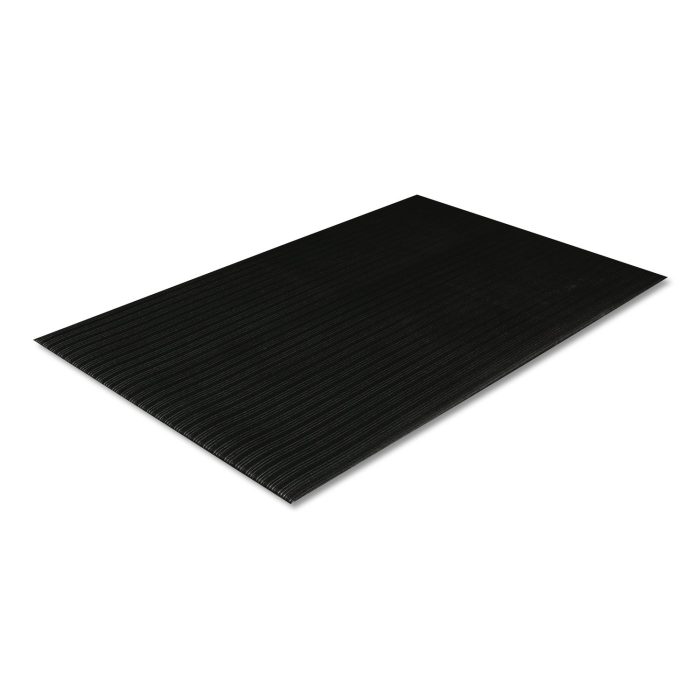 579942 Ribbed Vinyl Anti-Fatigue Mat, Rectangular, Black Ribbed Surface, 36" x 60" - Image 1