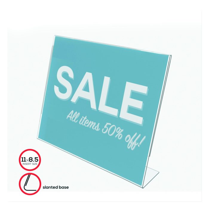 245277 Classic Image Slanted Sign Holder, Landscaped, 11 x 8.5 Insert, Clear - Image 1