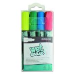Wet Erase Markers, Medium Chisel Tip, Assorted Colors, 4/pack
