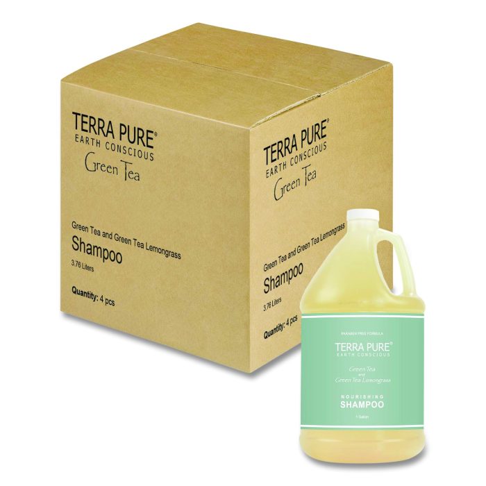 15110246 Terra Pure Shampoo Gallon, Green Tea Lemongrass Scent, 1 gal Bottle, 4/Carton - Image 1