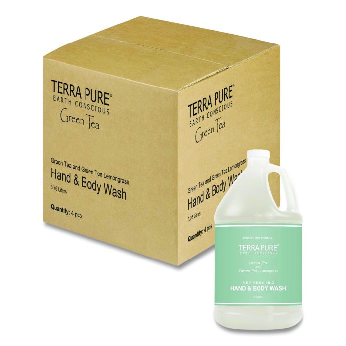 15110248 Terra Pure Body Wash Gallon, Green Tea Lemongrass, 1 gal Bottle, 4/Carton - Image 1