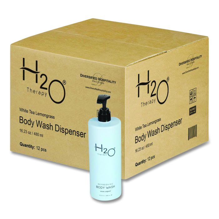 15110254 H2O Therapy Body Wash Air Pump, White Tea and Lemongrass Scent, 16.23 oz Bottle, 12/Carton - Image 1