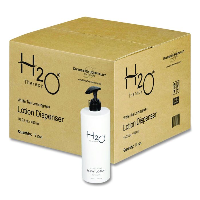 15110256 H2O Therapy Body Lotion Air Pump, 16.23 oz Bottle, White Tea and Lemongrass Scent, 12/Carton - Image 1
